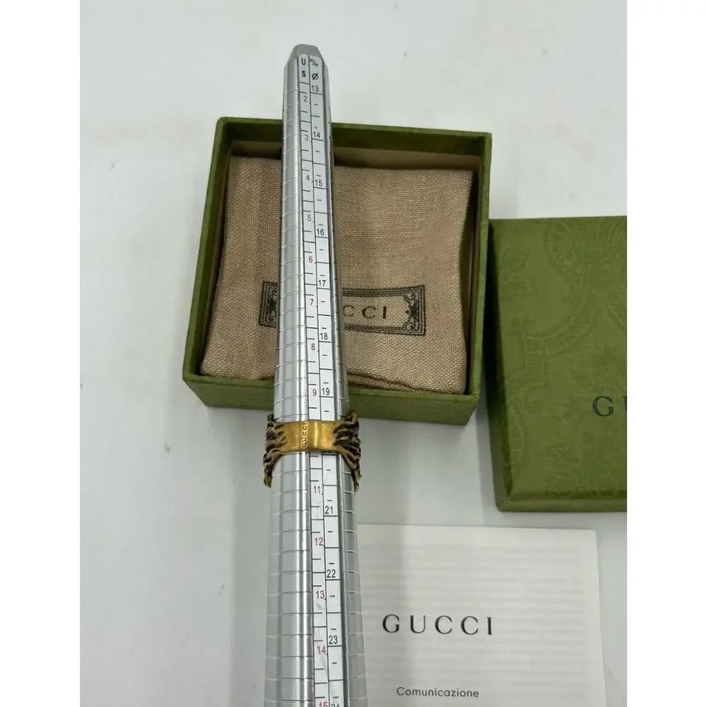Men's Gucci iconic, Lionhead ring in aged gold tone metal size 11 made in Italy